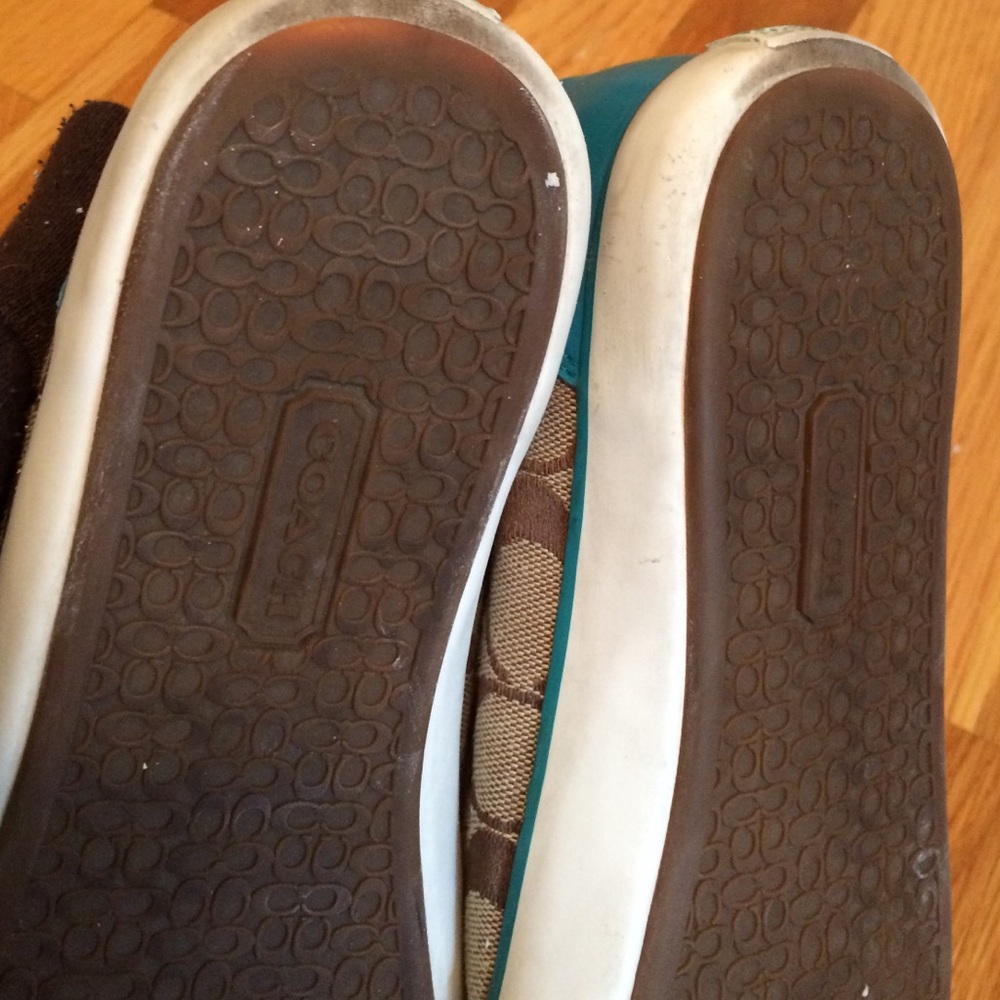 Coach Sneakers in Signature Brown & Teal ** EUC ** - Picture 4 of 4